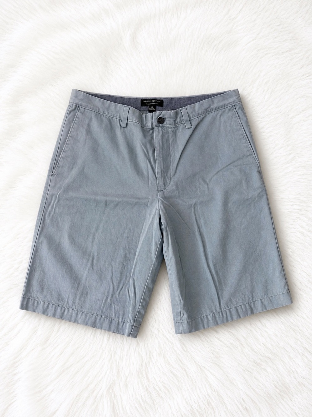 Banana Republic Emerson Shorts Mens 34 Blue Gray Chino Casual